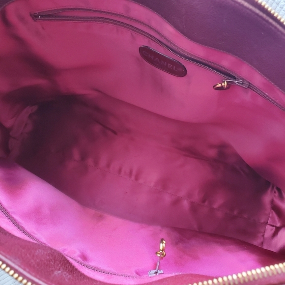 Chanel Caviar Leather CC Tote Bag Burgundy Vintage - Picture 9 of 12